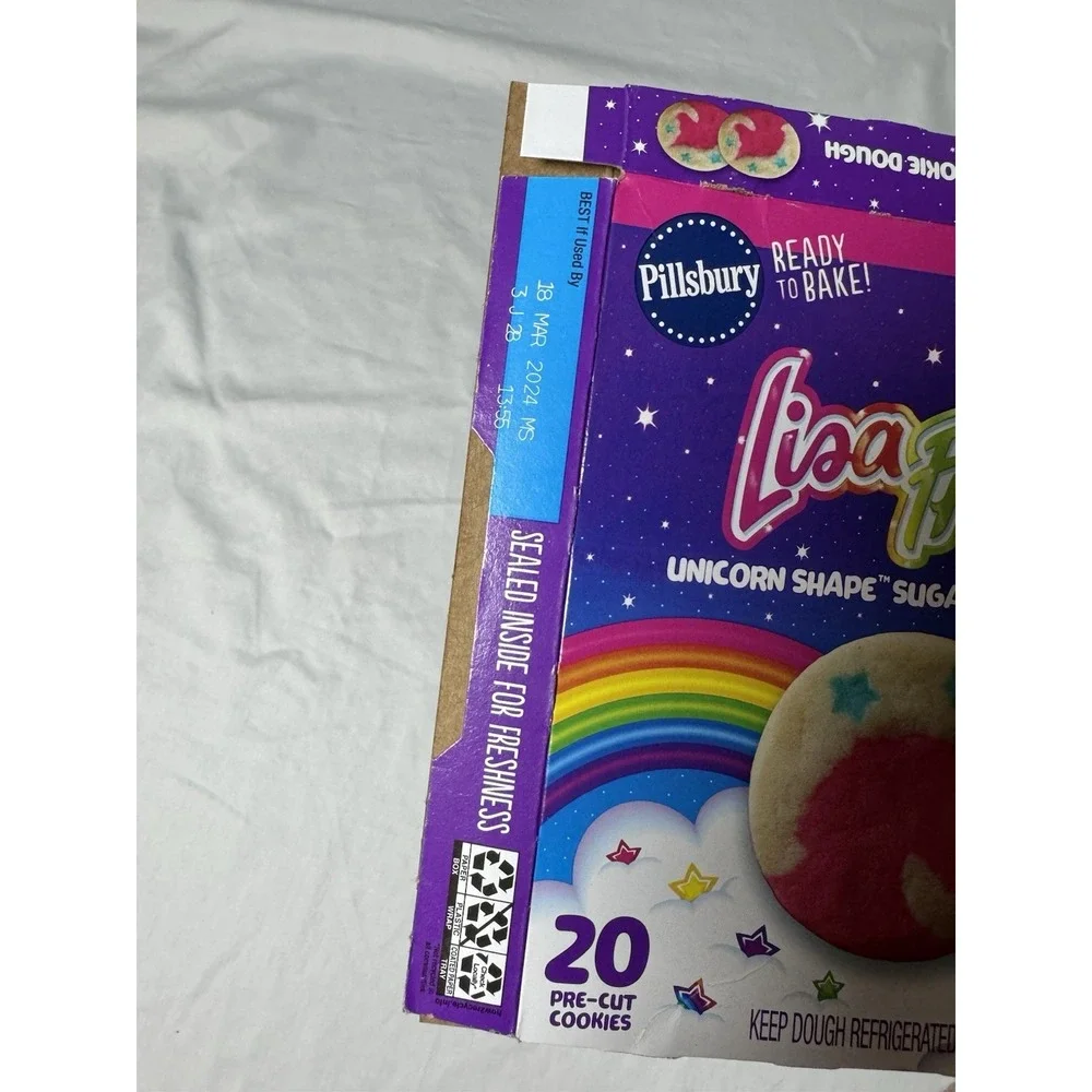 Pillsbury Limited Edition Lisa Frank Unicorn Shape Sugar Cookie Dough Box ONLY - Picture 4 of 6